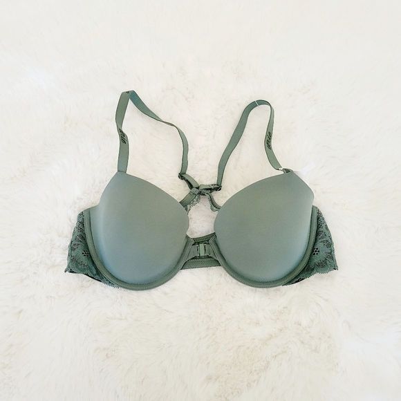 🍸AERIE REAL HAPPY DEMI LIGHTLY LINED LACE BRA SIZE 36C - Picture 7 of 10